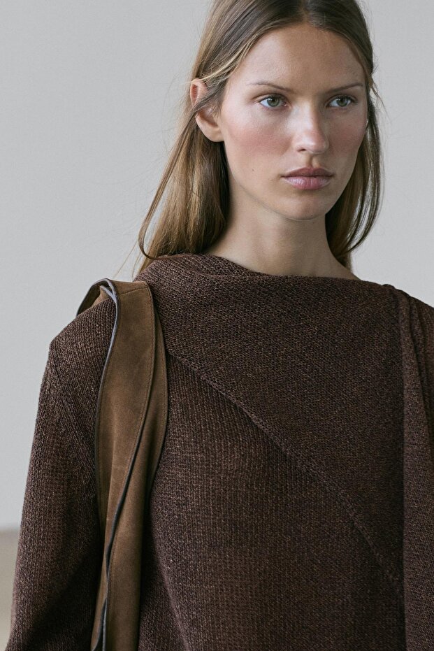 Pamuklu pelerin triko kazak - 2