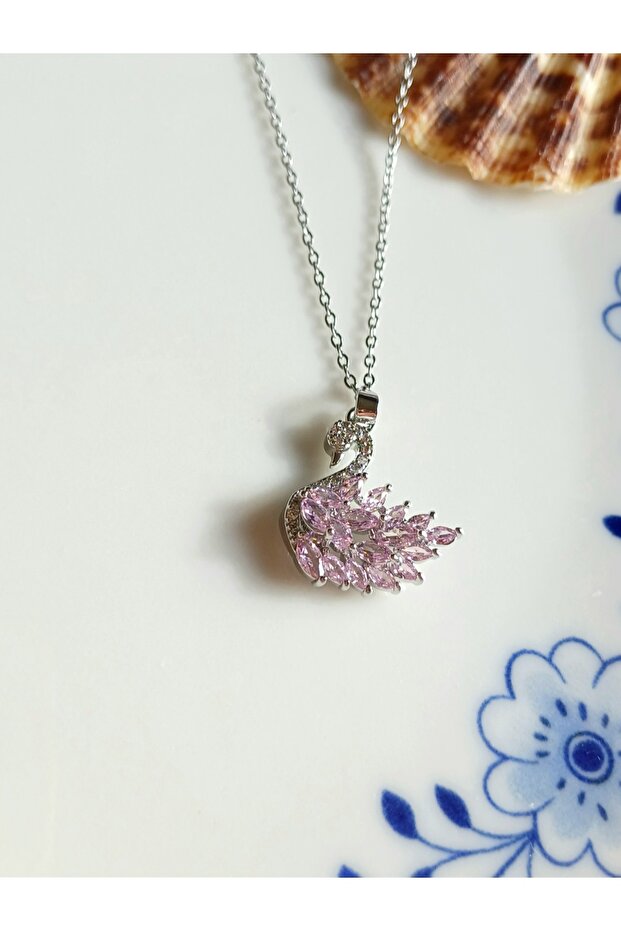 Silver Steel Swan Necklace