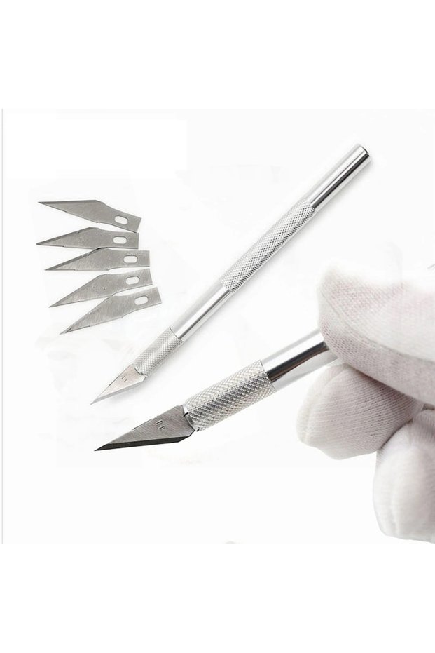 Metal Scalpel Knife Scalpel Type Precision Cutting Utility Knife with 5 Replacement Tips