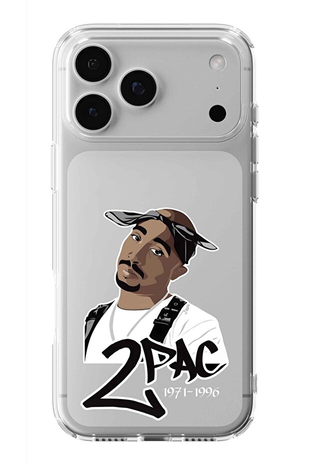 iPhone 17 Pro Compatible Tupac Design Printed Transparent Case - 1