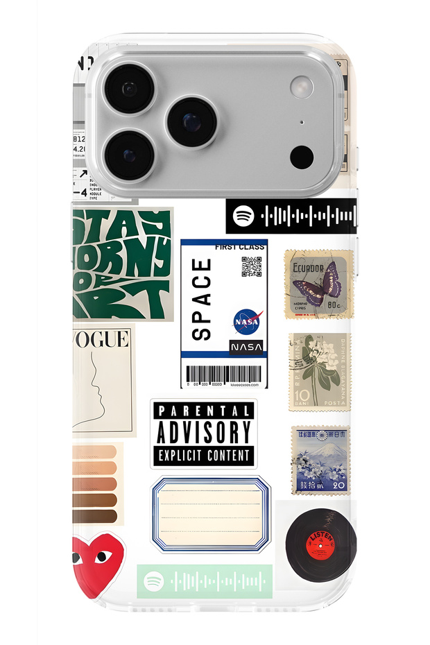 iPhone 17 Pro Compatible Ticket Collage Design Printed Transparent Case - 1