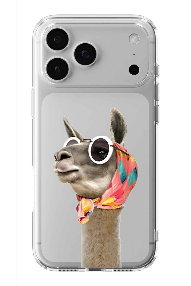 حافظة شفافة مطبوعة بتصميم لاما لطيف متوافقة مع هاتف آيفون 17 برو - 1