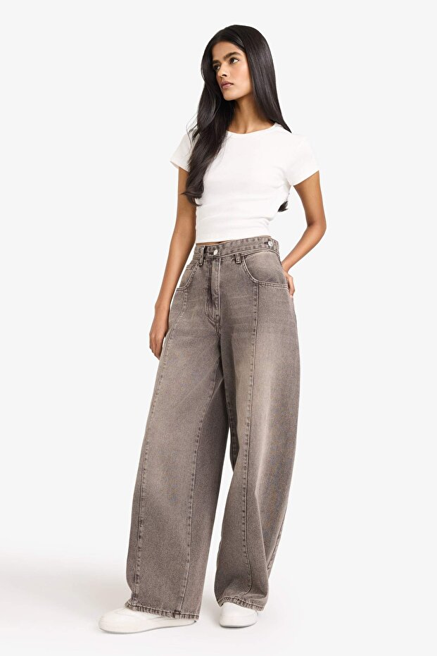 100% cotton barrel fit high waist long jean pants g6541ax25cw