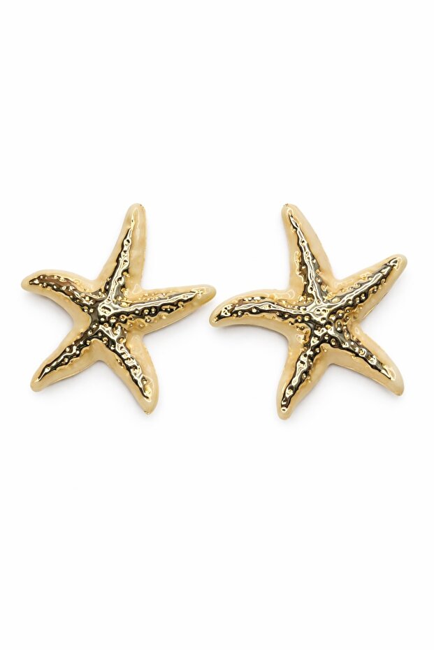 Luxury Women's Yellow Steel Starfish Design Stud Earrings