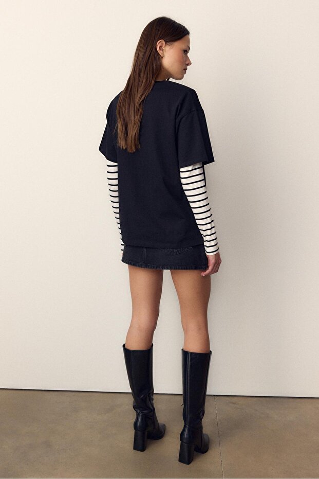 Oversize baskılı t-shirt - 5