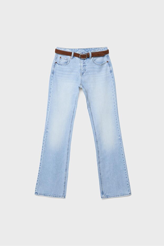 D68 kemerli bootcut jean - 6