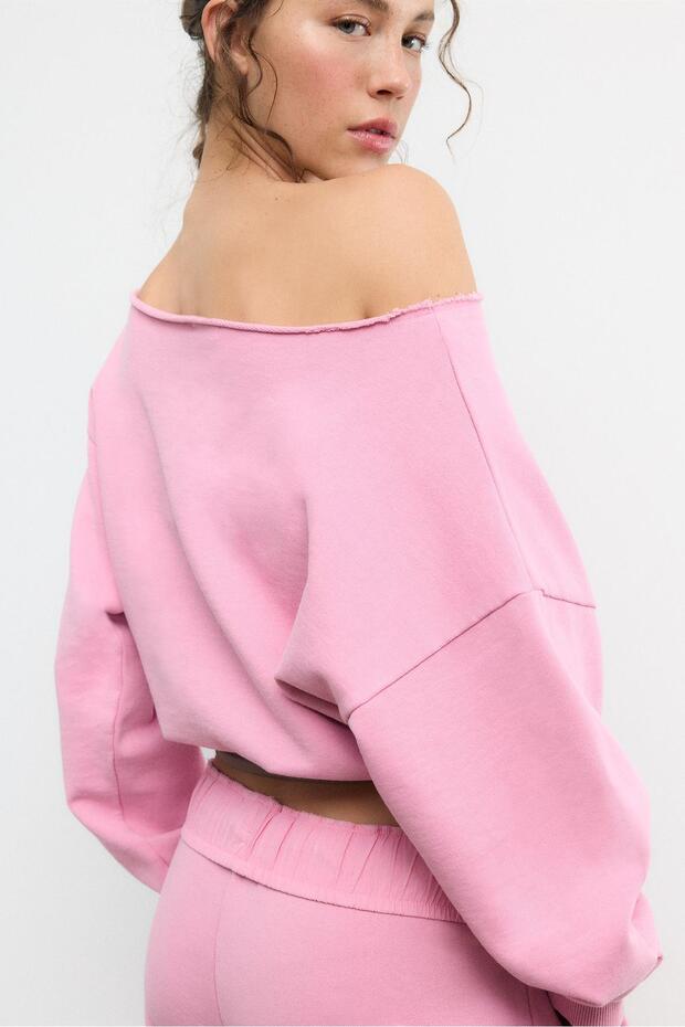 سويت شيرت بقصة قصيرة بتأثير مغسول - 5