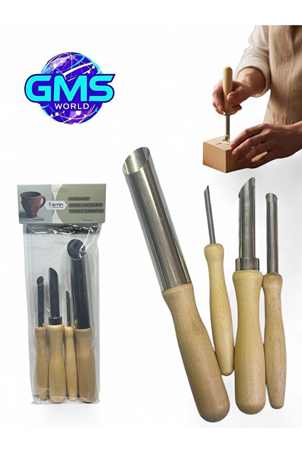 4 LÜ AHŞAP OYMA SETİ - 1