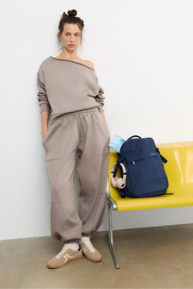 Basic omuz dekolteli sweatshirt - 2