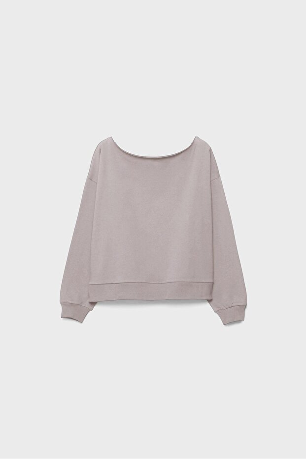 Basic omuz dekolteli sweatshirt - 6