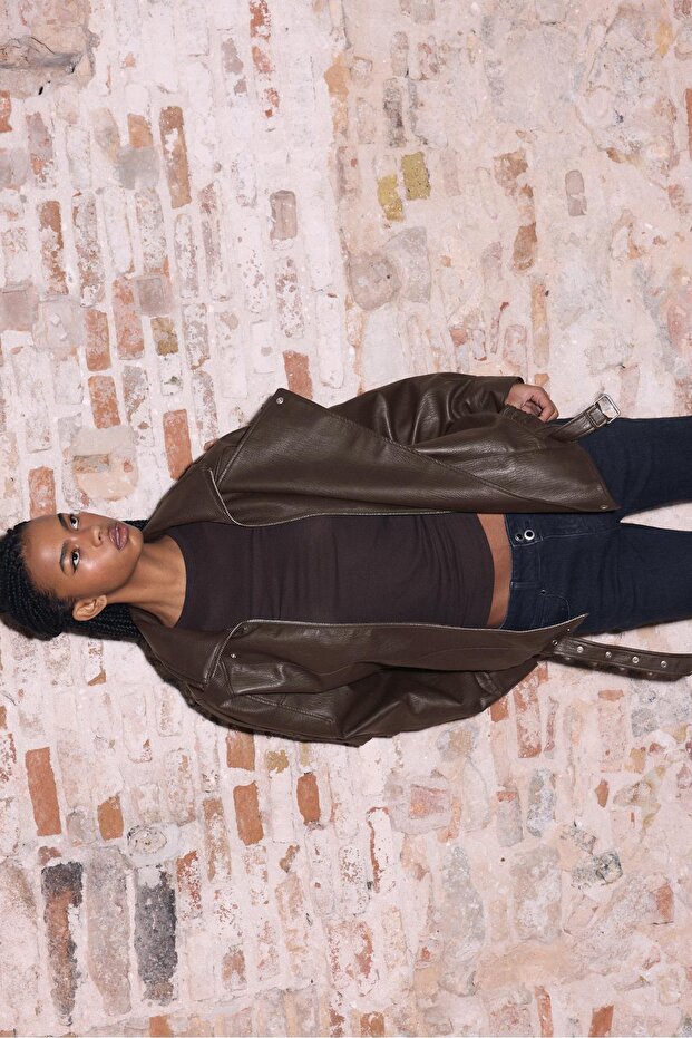 Oversize suni deri ceket - 2