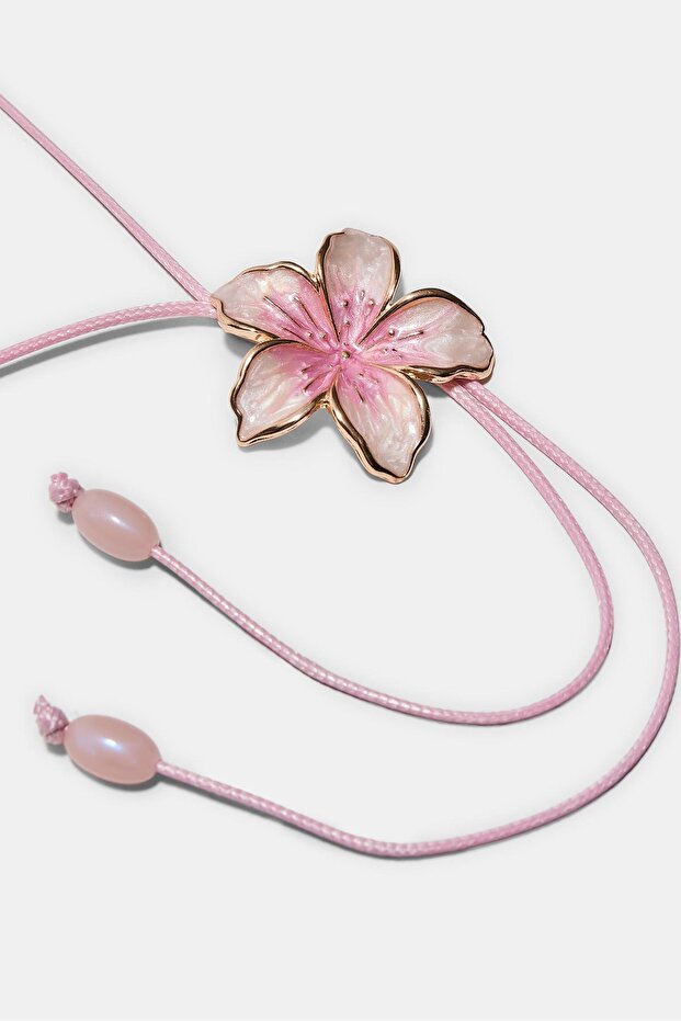Mineli çiçek kordon kolye - 2