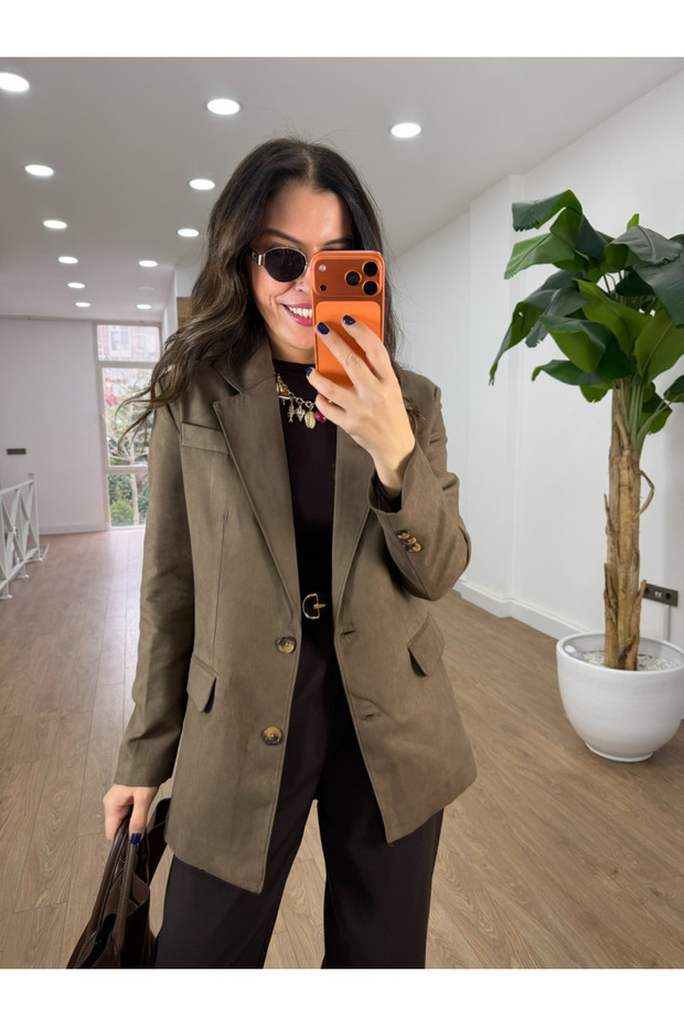 Two-Button Suede Jacket - Milk Coffee - 1