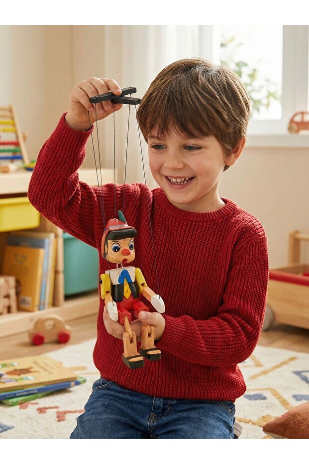 Wooden Colorful Pinocchio Puppet Figure Object 20 cm