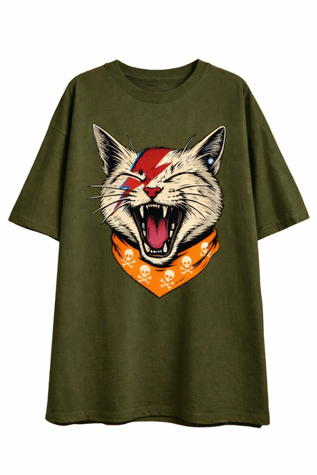 100% Cotton Unisex Hard Cat Printed T-Shirt