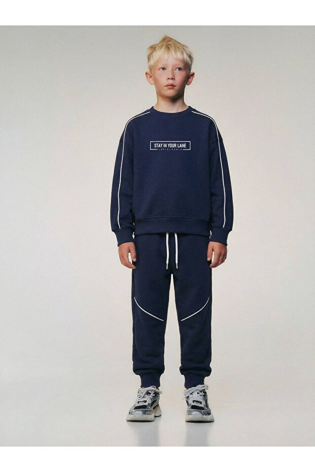 Boys' Basic Lightweight Printed Top and Bottom Tracksuit Set