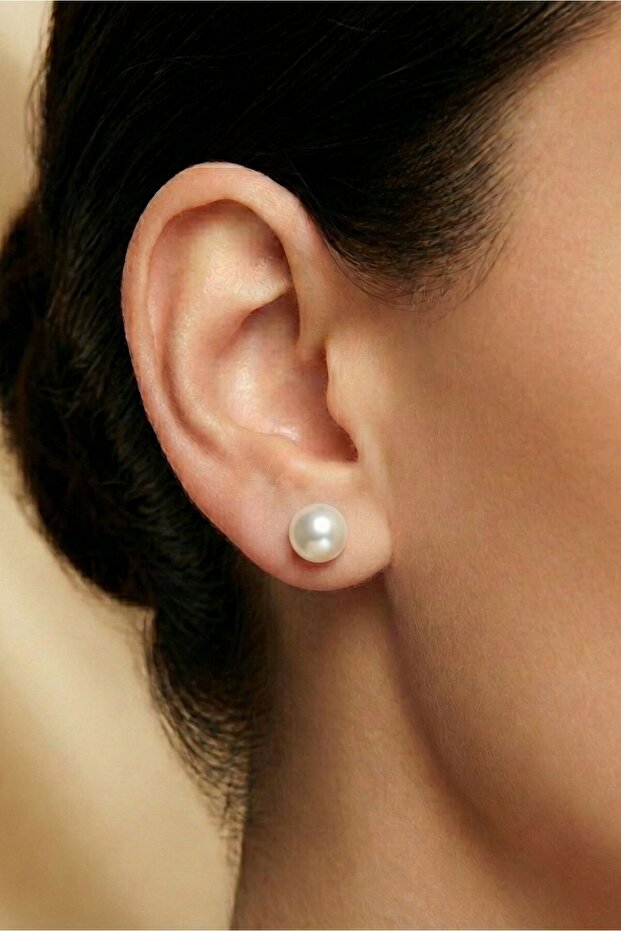 Pearl Ball Earrings 7 mm Ball Back Rose Color