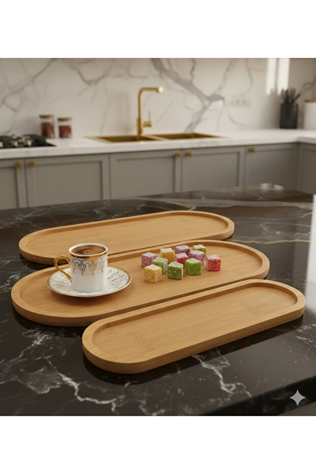 3'lü Bambu Sunum Seti - 2