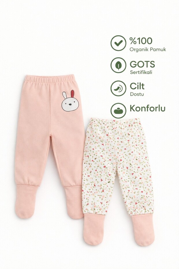 Baby&Child Organic Booties Pants Self-Socking Bottom Pajamas Seasonal Cotton Set of 2