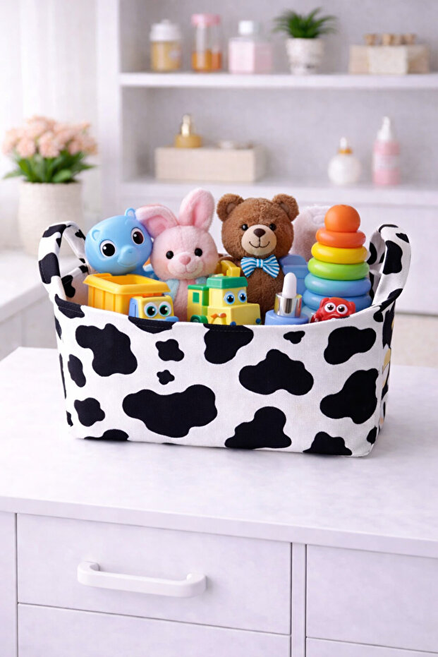 Multi-Purpose Folding Storage Basket – Patterned In-Cabinet Organizer