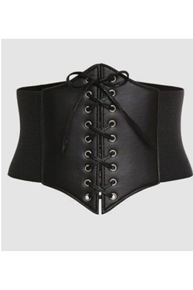 Lace-Up Elastic Corset Women's Black Belt