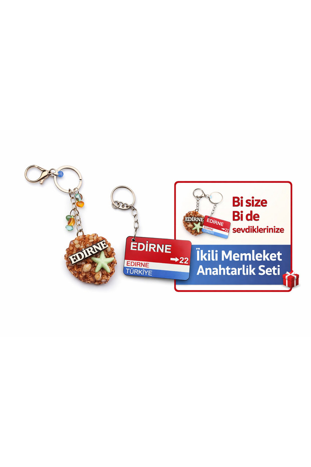 Edirne Hometown Themed Handmade Set of 2 Keychains