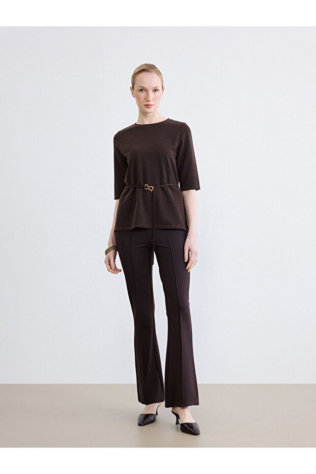 Brown Extra Slim Fit Flared Women's Trousers