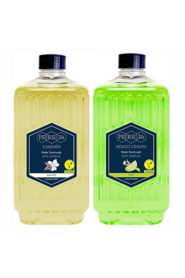 Pereja Natural Olive Oil Vegan Liquid Soap Lime & Jasmine 1500 ml X Set of 2