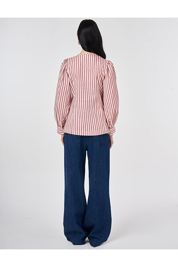 تونيك قطني بأزرار لامعة ياقوتية اللون - 5