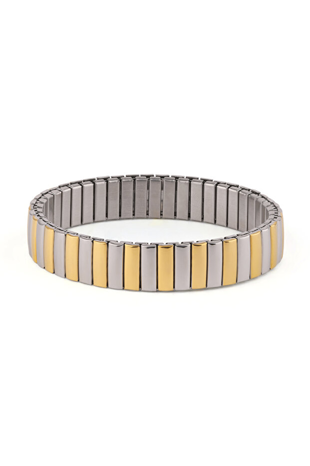 Elastic Silver & Gold Band Bracelet