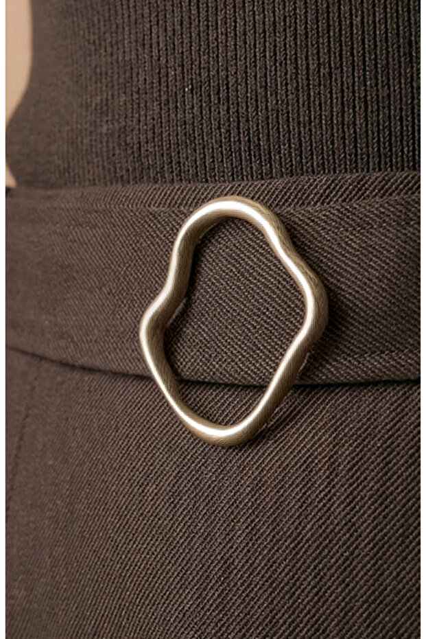 Acı Kahve Yırtmaçlı Etek - 4