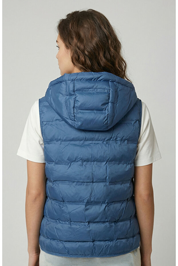 Mavi Dik Yaka Caual Yelek - 3