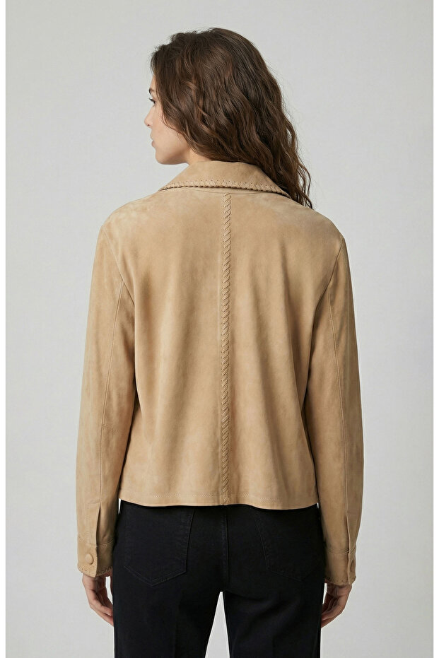 Bej Süet Deri Mont - 3