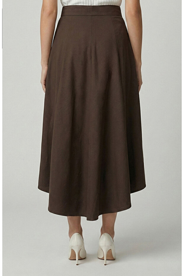 Acı Kahve Yırtmaçlı Etek - 3