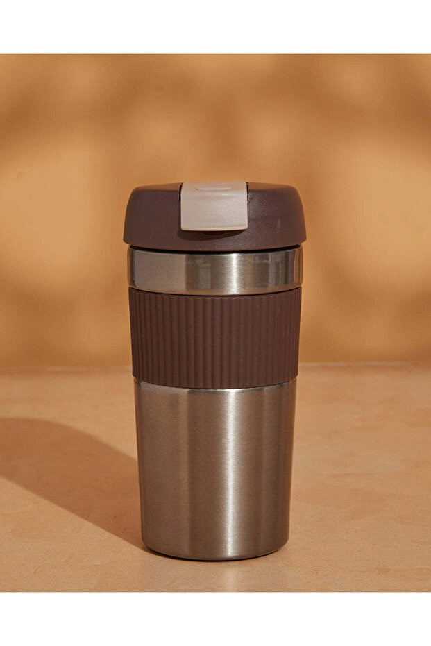 كوب سفر فضي وبني (500 مل)