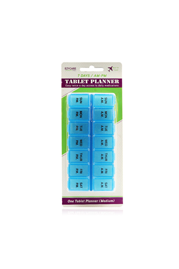 Plus Medium Blue Weekly AM-PM Pill Planner, 1 Piece
