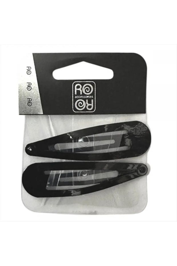 Clic Clac Black Shiny Hair Clips, 7cm, 1 Pair