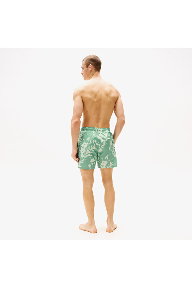 Medium Drawstring Print Erkek Yeşil Mayo Şort - 3