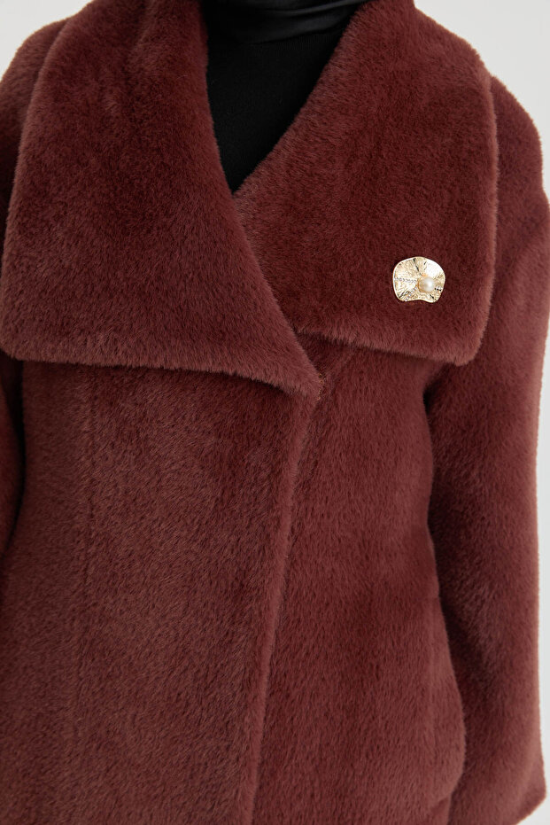 Kuşak Detaylı Manto - Taba - 5