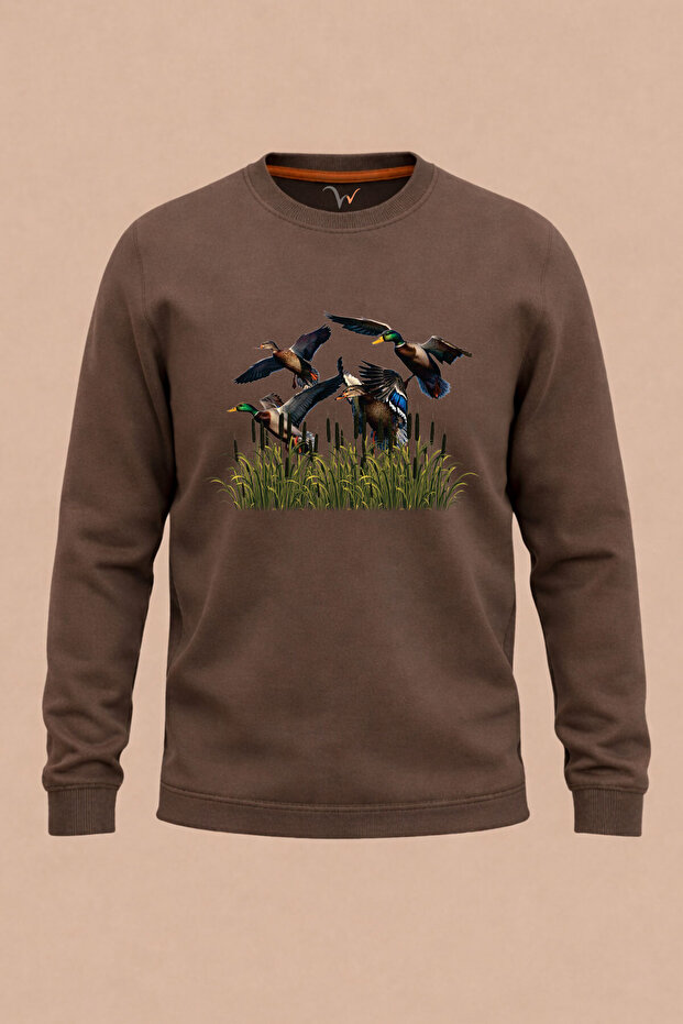 Hunting Hunting Duck Hunting Printed Reeds 100% Cotton Regular Fit 3 Thread Winter Sweatshirt