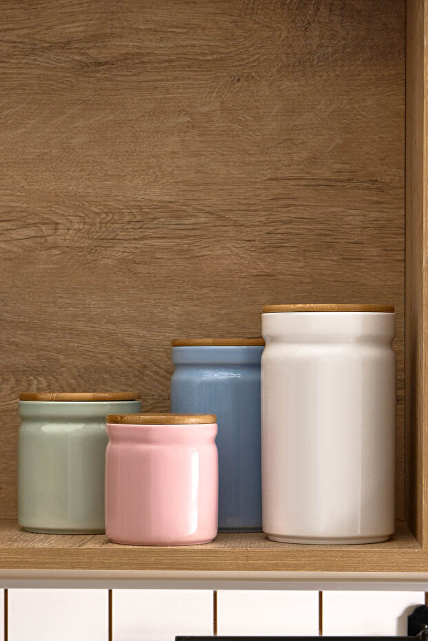 Portobello Bamboo Vacuum Storage Container Set of 4 with Lids
