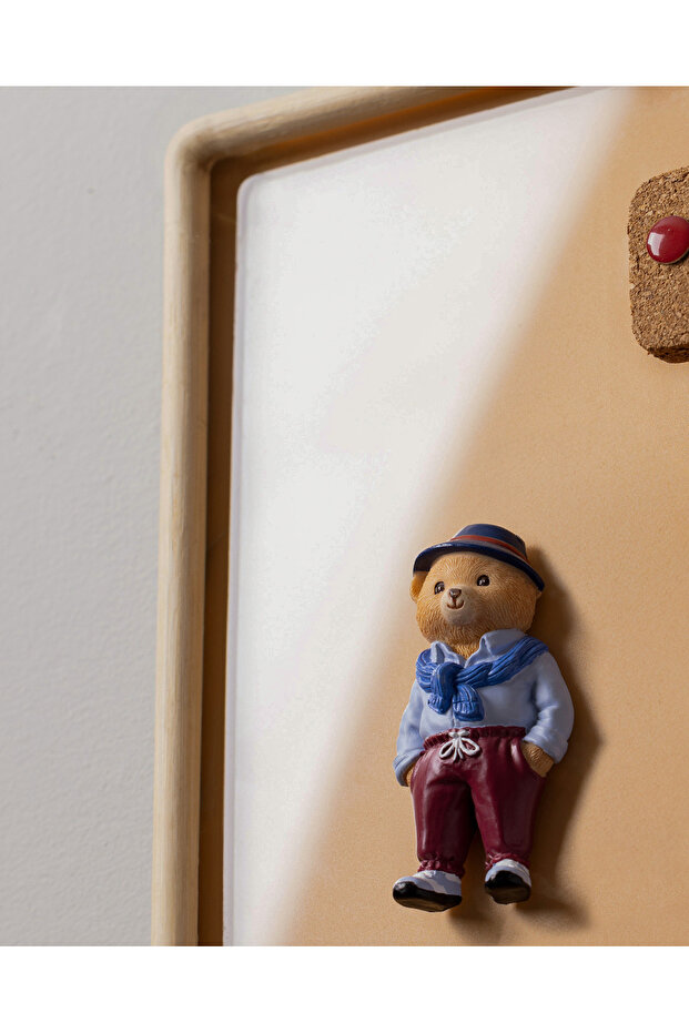 Benoit Bear Magnet - Mavi/Bordo - 4x8 cm - 3