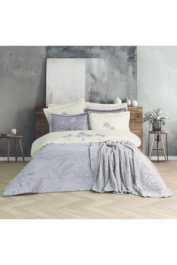 10 Piece Palmira Luxury Dowry Set | 100% Cotton | Stylish & Elegant Design | Soft Textured | Gray