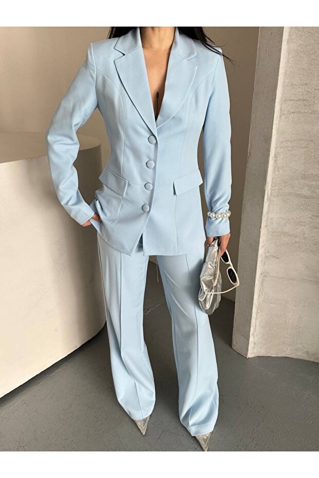 Button Detailed Double Blazer Suit