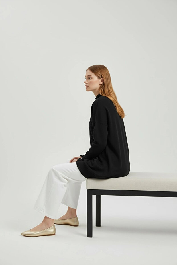 Viskon Triko Tunik - Siyah - 3