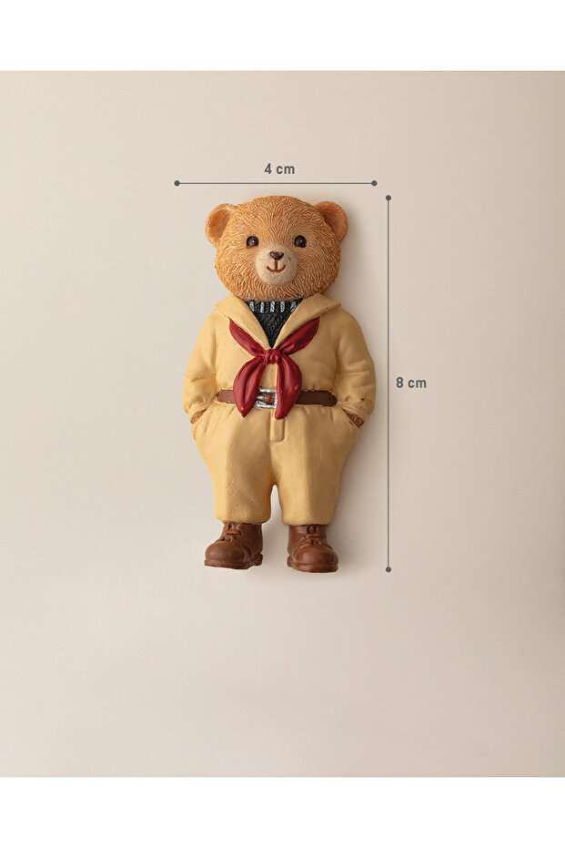 Cookie Bear Magnet - Krem- 4x8 cm - 7