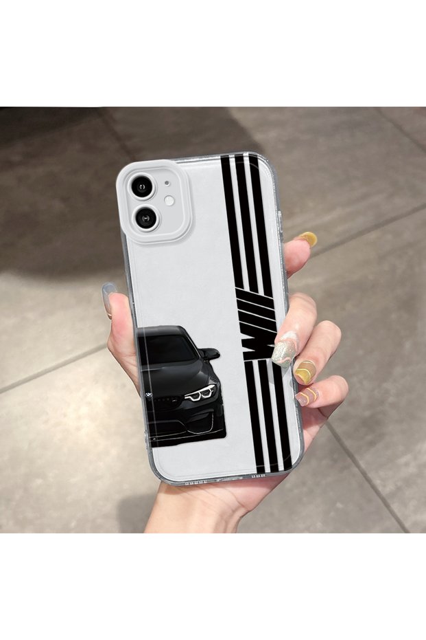 iPhone 11 Compatible Transparent Soft Silicone Case with Camera Protection Phone Case Bmw Pattern