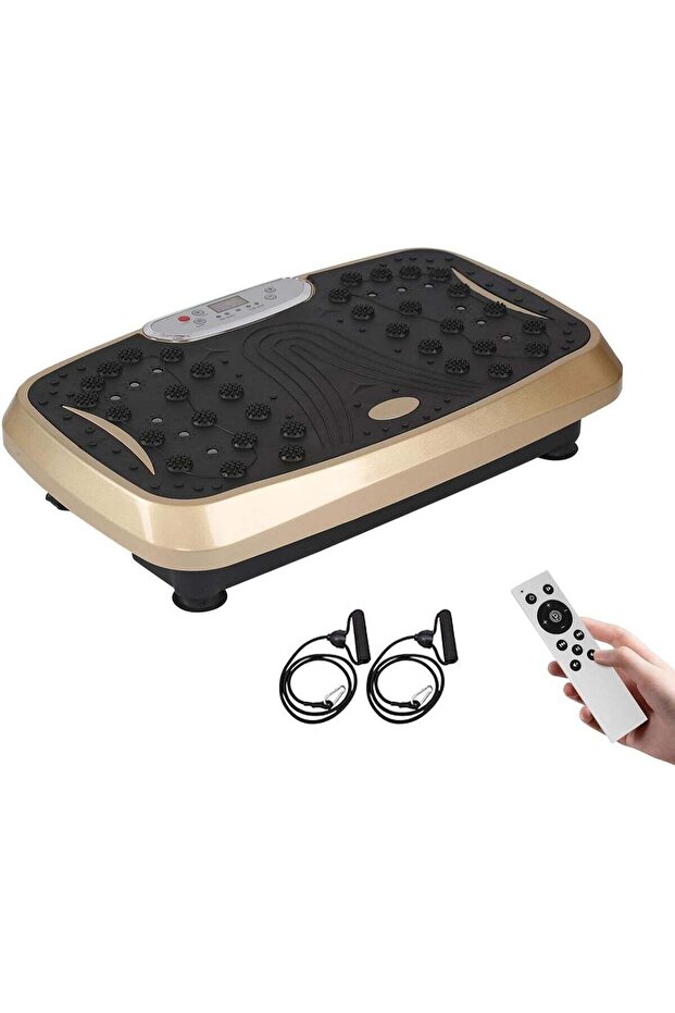 Vibration Platform Plate Full Body Massager with Resistance Bands & Remote Control for Weight Loss