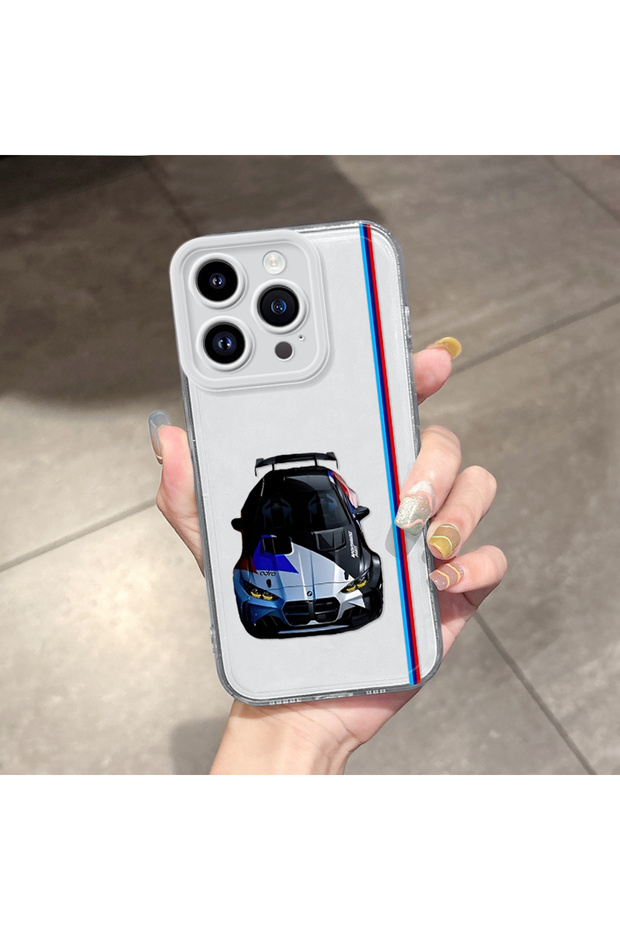 iPhone 15 Pro Compatible Case with Transparent Camera Protection Soft Silicone Phone Case Bmw Pattern