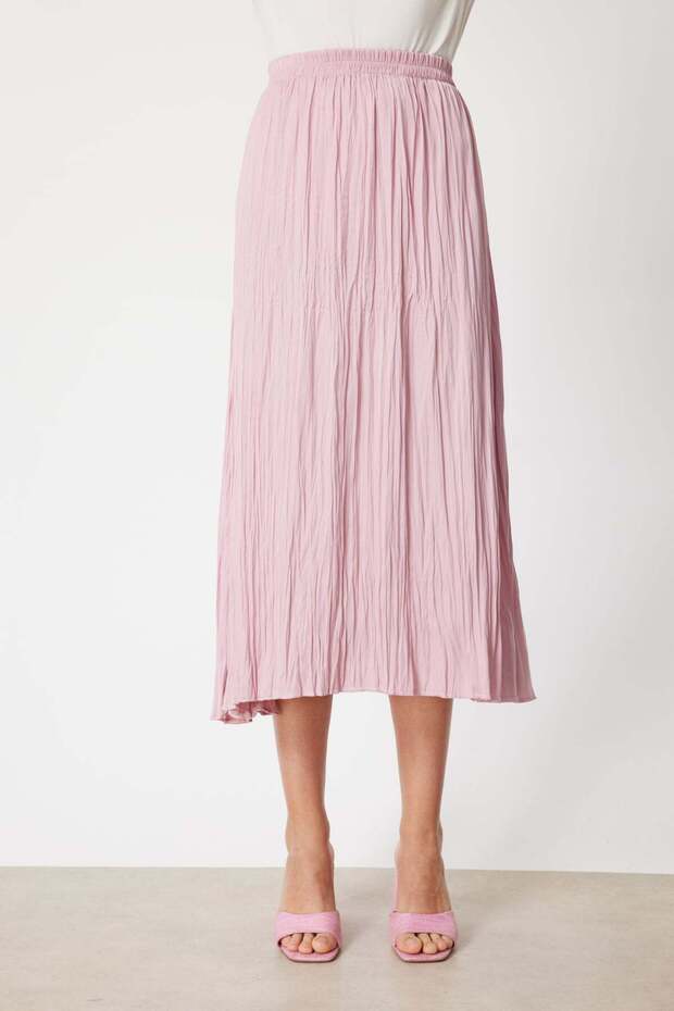 Kırışık Görünümlü Piliseli Maxi Etek - 4